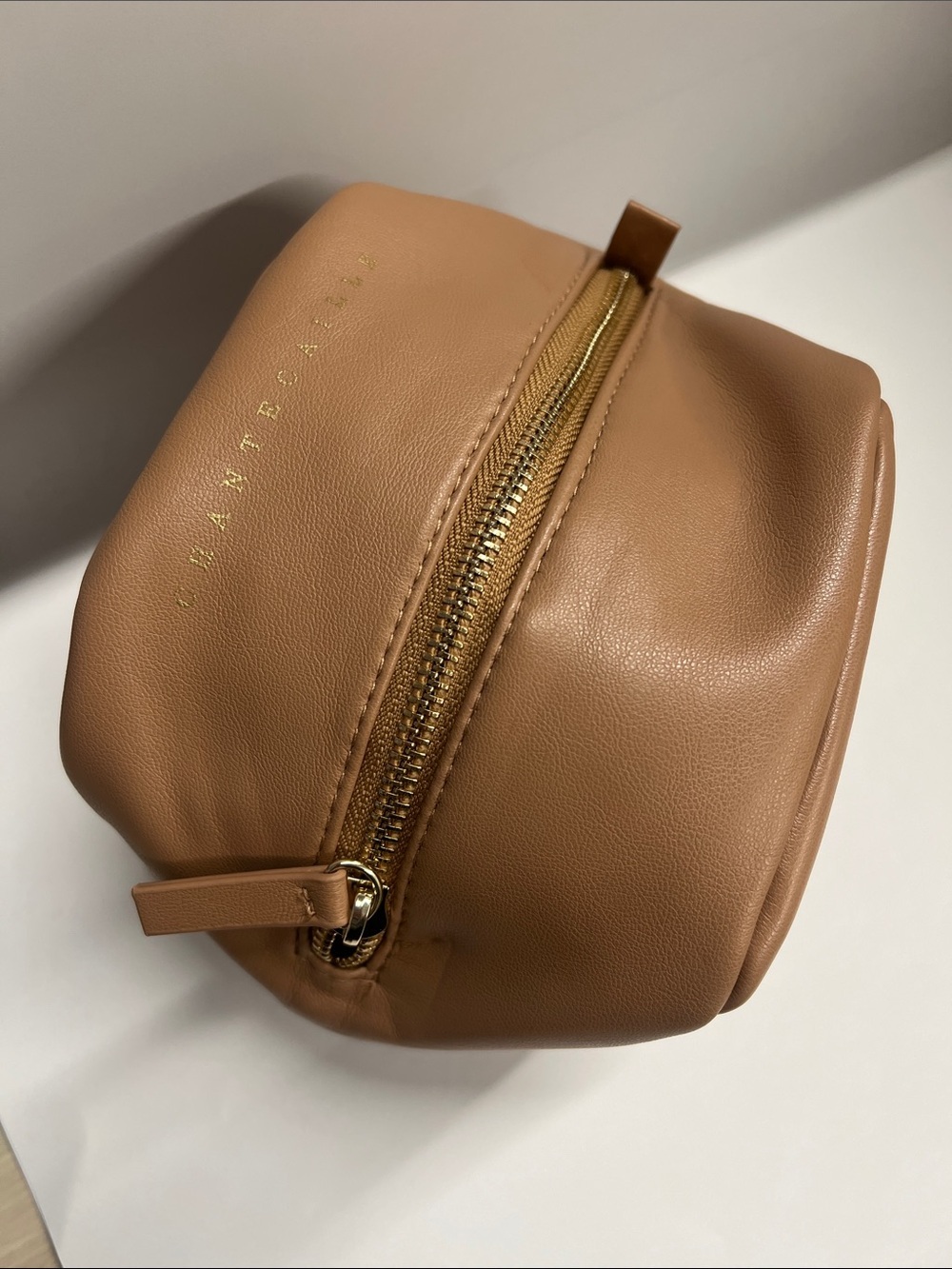 Chantecaille Vegan Leather Zip Top Cube Make Up Clutch Pouch - New